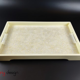 Cream rectangular lacquer tray attached with eggshell 28*45cm